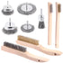 Glarks 9Pcs Wire Scratch Brush Set, Including 5Pcs Wire Wheel Cup Brushes, 4Pcs Carbon Steel/Brass Steel/Copper/Stainless Steel Wire Brushes with Wood Handle Curved Grip
