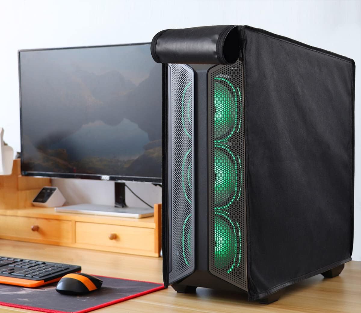 iKammo Computer CPU Dust Cover, Waterproof Desktop PC Mid-Tower Computer Host Dustproof Cover Full Case Protector with Zipper, Anti-Static CPU Tower PC Dust Covers (8.5W x 18.5H x 19.7D)
