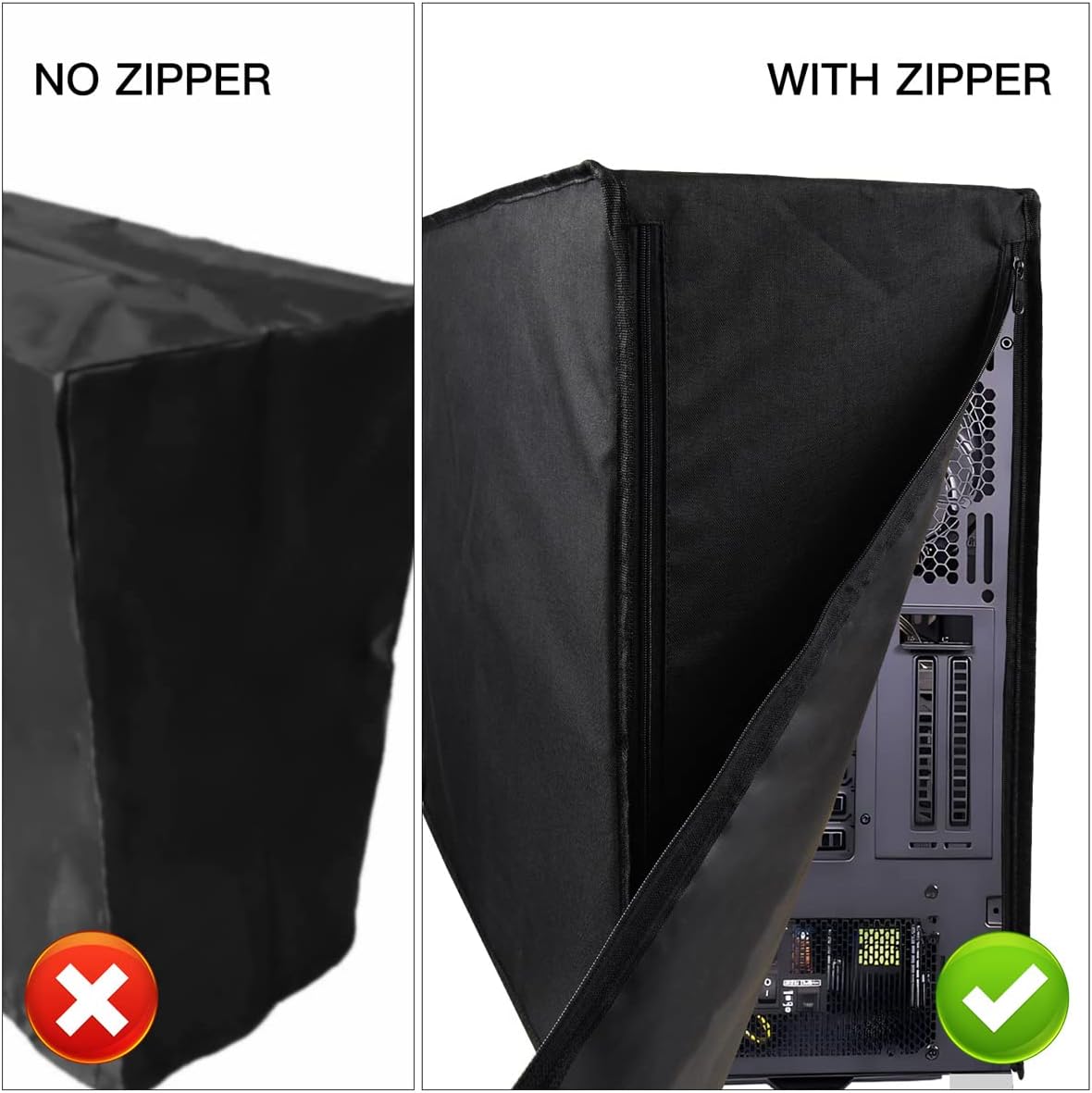 iKammo Computer CPU Dust Cover, Waterproof Desktop PC Mid-Tower Computer Host Dustproof Cover Full Case Protector with Zipper, Anti-Static CPU Tower PC Dust Covers (8.5W x 18.5H x 19.7D)