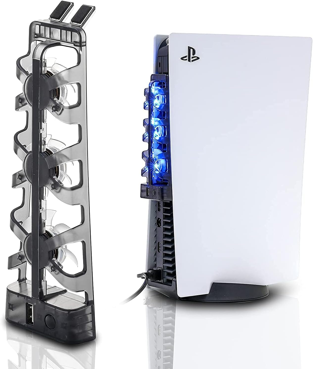 Pillarmax PS5 Accessories Cooling Fan Playstation 5 Cooling System with LED Light for Both Disc and Digital Editions, Efficient Cooling System, Horizontal Compatible Stand