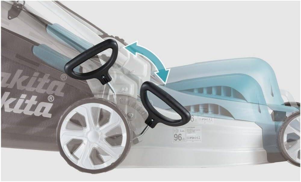 Makita ELM3720X Lawnmower, 1300W Induction Motor, 37cm Cutting Width, 2 in 1 (Lawnmowing / Grass Collecting), Double Insulated, Adjustable at 3 Stages