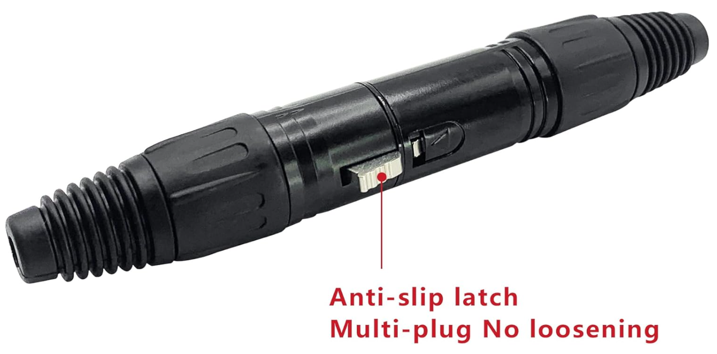 Kallaudo 4-Pin XLR Cable Connector XLR 4 Pin Male Plug Connector Mic Cable Plug Connector Audio Adapter for Microphone, Mixers, Black, 2 Pack
