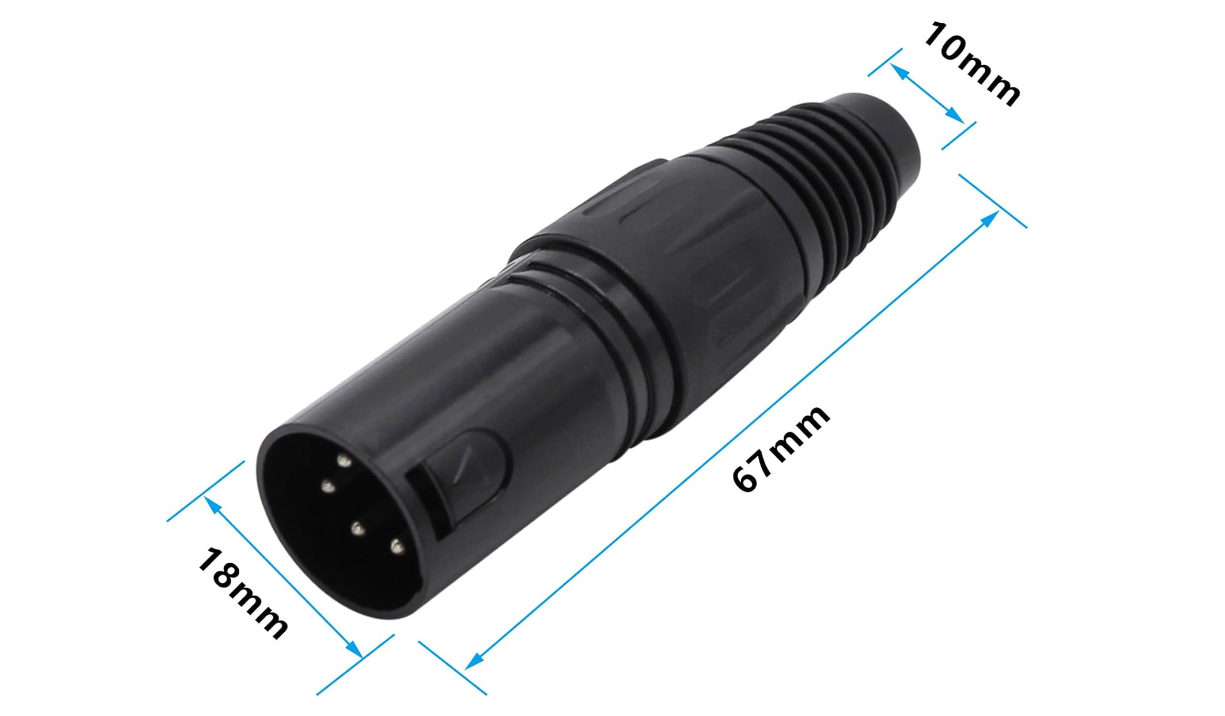 Kallaudo 4-Pin XLR Cable Connector XLR 4 Pin Male Plug Connector Mic Cable Plug Connector Audio Adapter for Microphone, Mixers, Black, 2 Pack