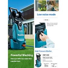 Makita HW1300 1800W High-Pressure Washer, Portable 130 bar Power Washer with 10 m Hose, Self-Priming Pump, Integrated Hose Reel & Water-Efficient Vari