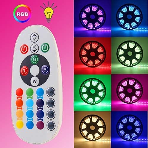 GreenSun LED Lighting 50m(164ft) LED Strip Lights, Waterproof, RGB, with 24Keys RF Remote Controller, for Home Christmas Party Indoor Outdoor Decoration