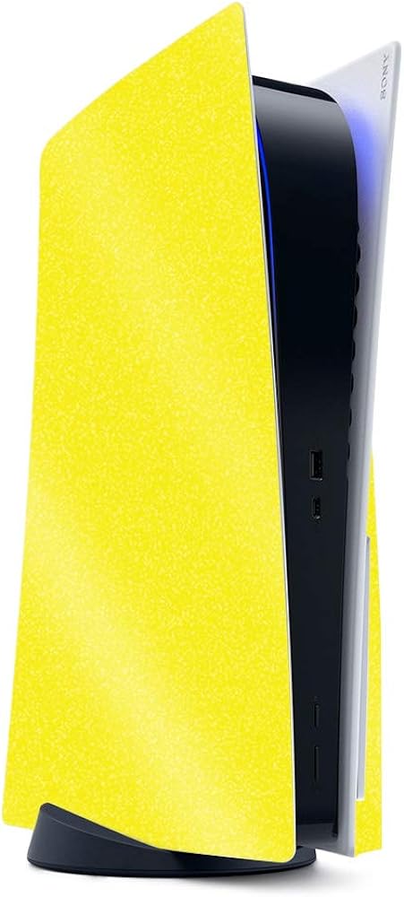 MightySkins Glossy Glitter Skin Compatible With PS5 / Playstation 5 - Solid Yellow | Protective, Durable High-Gloss Glitter Finish | Easy to Apply, Remove, and Change Styles | Made in The USA