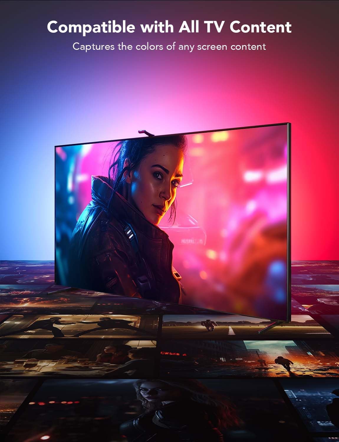 Govee Envisual TV Backlight T2 with Dual Cameras, 16.4ft RGBIC Wi-Fi LED for 75-85 inch TVs, Works Alexa and Google Assistant, Smart App Control, Music Sync Lights, Adapter, (H605C)