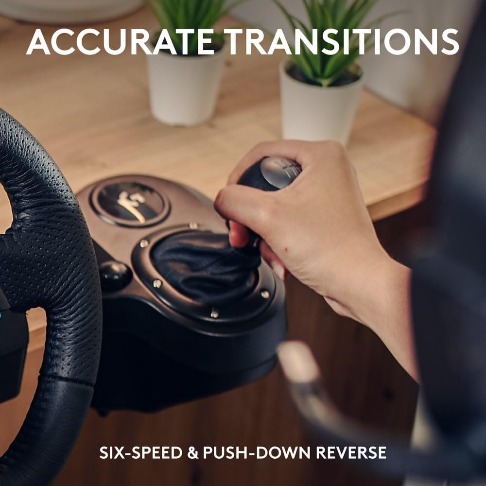 Logitech G923 Racing Wheel and Pedals for PS4 and PS5 - UAE Version & Driving Force Racing Shifter For G923, Black