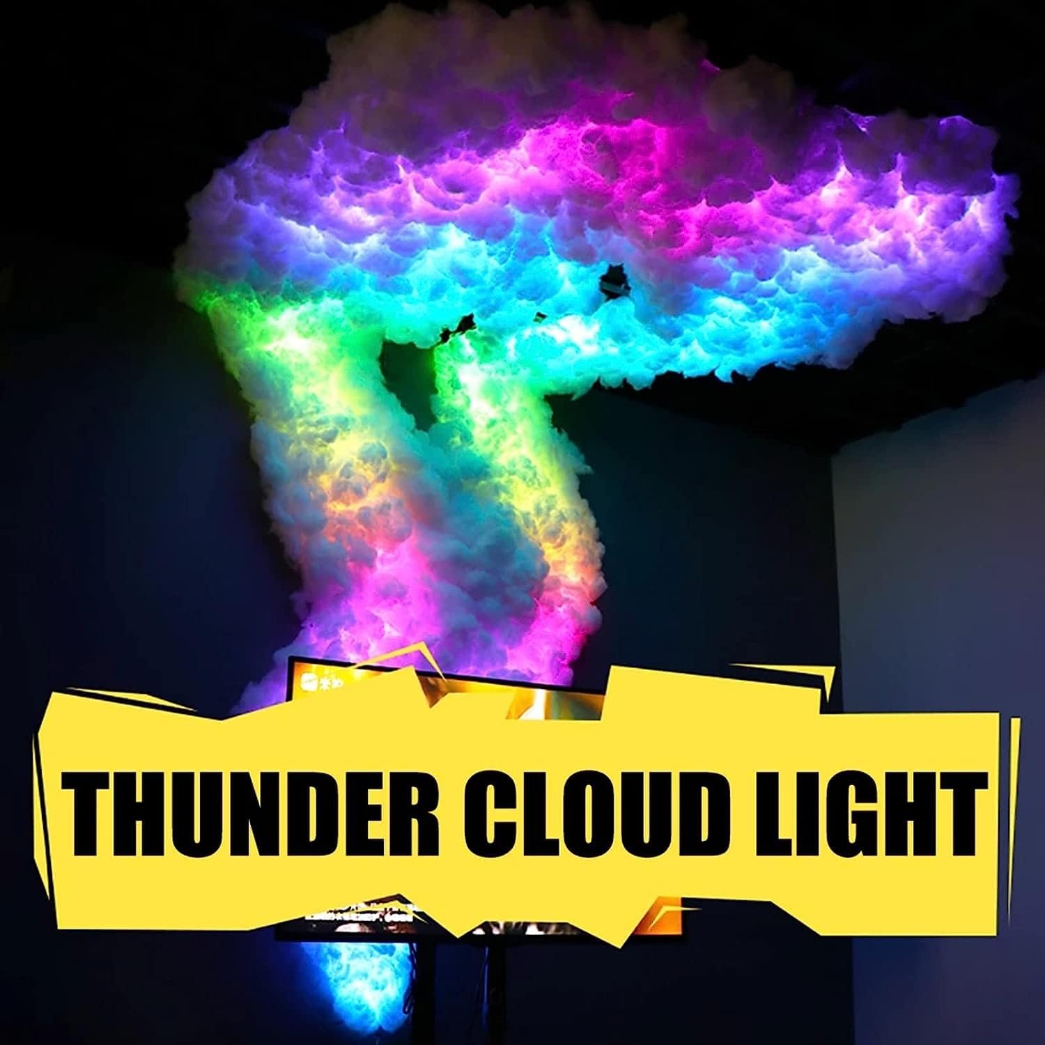 Big Cloud Lightning Light Kit, Multicolor Lightning Lights, Colorful Atmosphere Night Light, Bar Decoration Led Light Strip, for Adults and Kids Indoor Home Bedroom Wall,40m