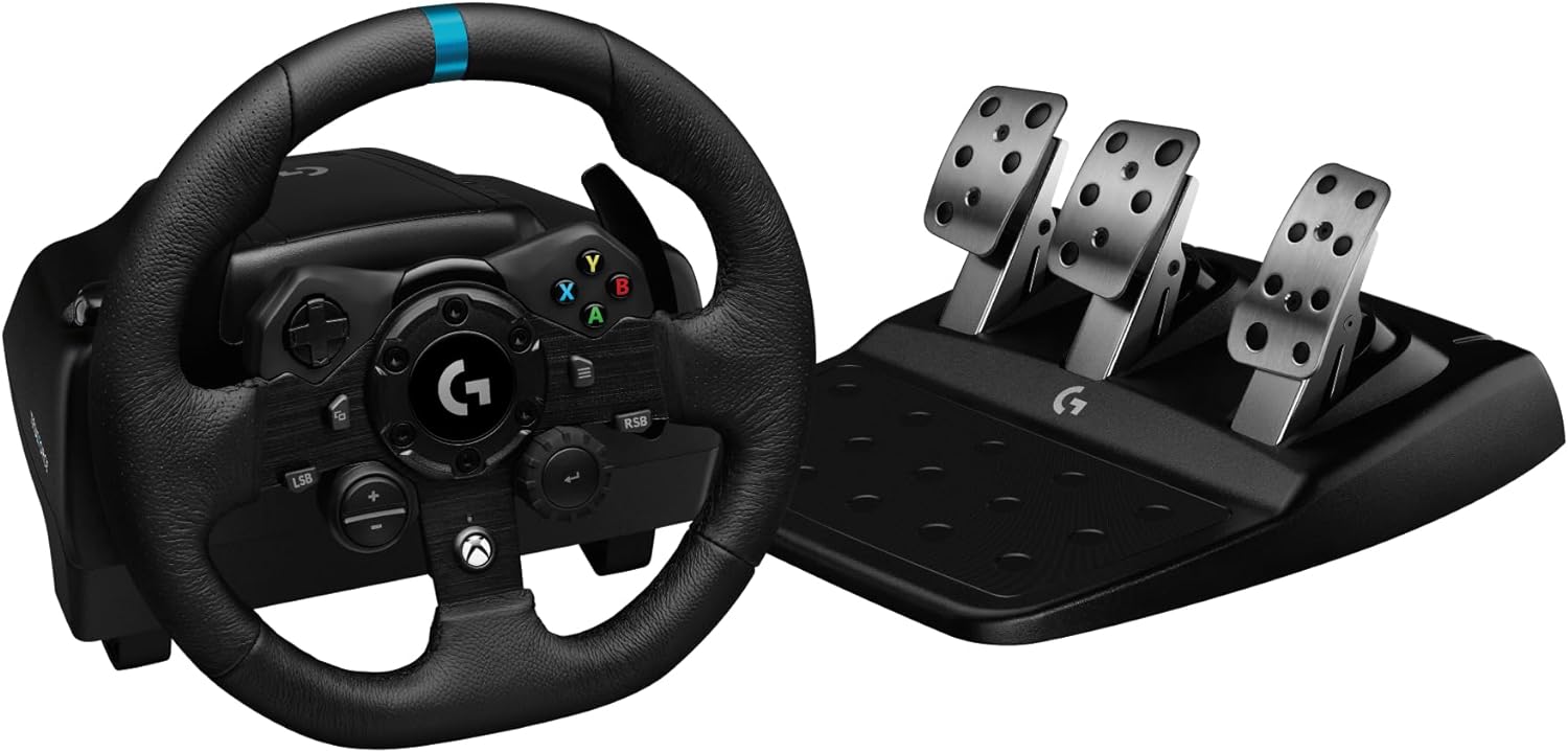 Logitech G923 Racing Wheel and Pedals for PS4 and PS5 - UAE Version & Driving Force Racing Shifter For G923, Black