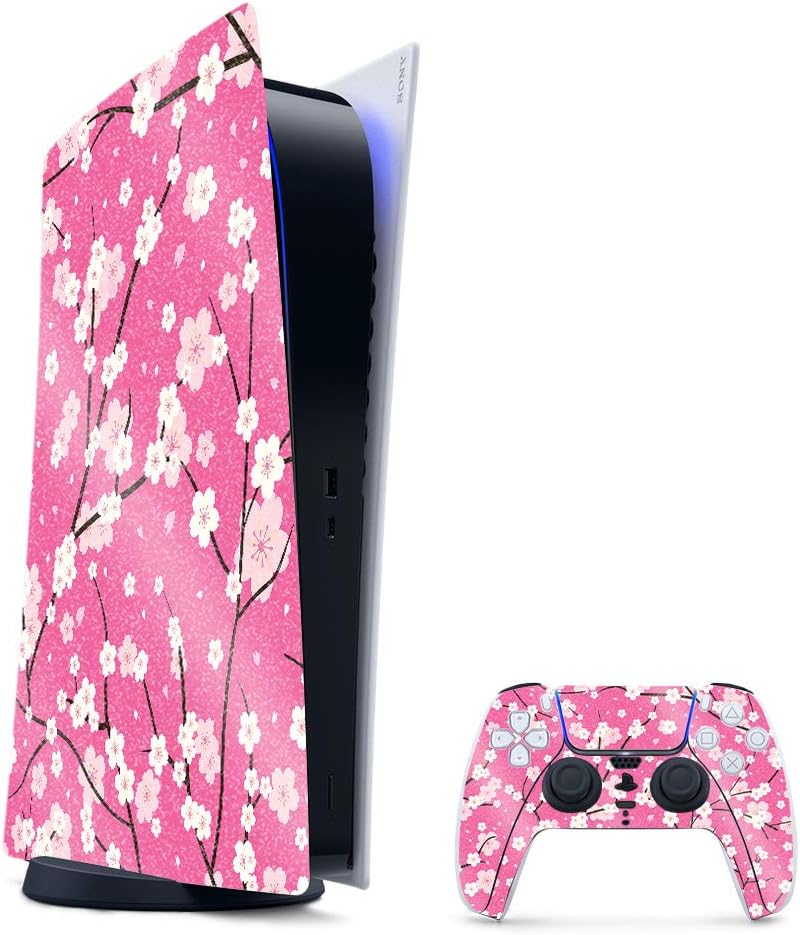 MightySkins Glossy Glitter Skin Compatible With PS5 / Playstation 5 Digital Edition Bundle - Sakura Pink | Protective High-Gloss Glitter Finish | Easy to Apply and Change Style | Made in The USA