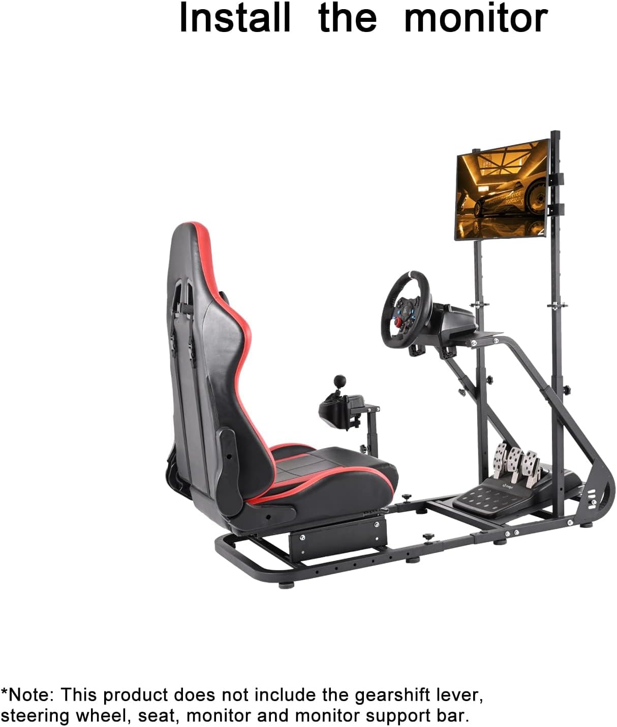 Mokapit Display Support Racing Steering Wheel Cockpit Compatible with Logitech/Thrustmaster/PXN/Fanatec G923,G29,T500RS,TX,T248 Stable TV Stand Steering Wheel& Shifter & Pedal Not Included