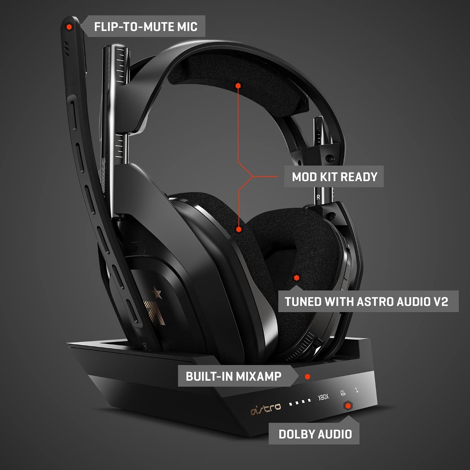 ASTRO Gaming A50 Wireless + Base Station Gen 4 - Compatible with PlayStation® 4, 5, PC - Black/Silver