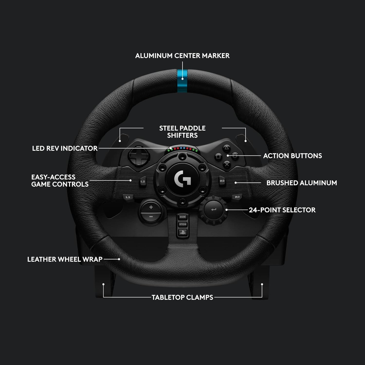 Logitech G923 Racing Wheel and Pedals for PS4 and PS5 - UAE Version & Driving Force Racing Shifter For G923, Black