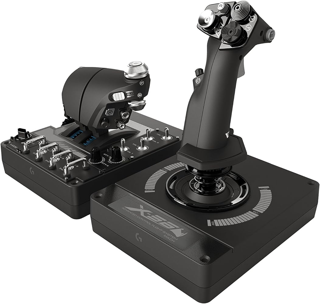 Logitech G X56 Hotas Rgb Throttle And Joystick Flight Simulator Game Controller, 6 Dregrees Of Freedom, 4 Spring Options, 189+ Programmable Controls, 2XUSb, Pc - Black