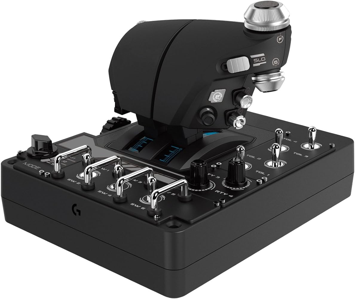 Logitech G X56 Hotas Rgb Throttle And Joystick Flight Simulator Game Controller, 6 Dregrees Of Freedom, 4 Spring Options, 189+ Programmable Controls, 2XUSb, Pc - Black