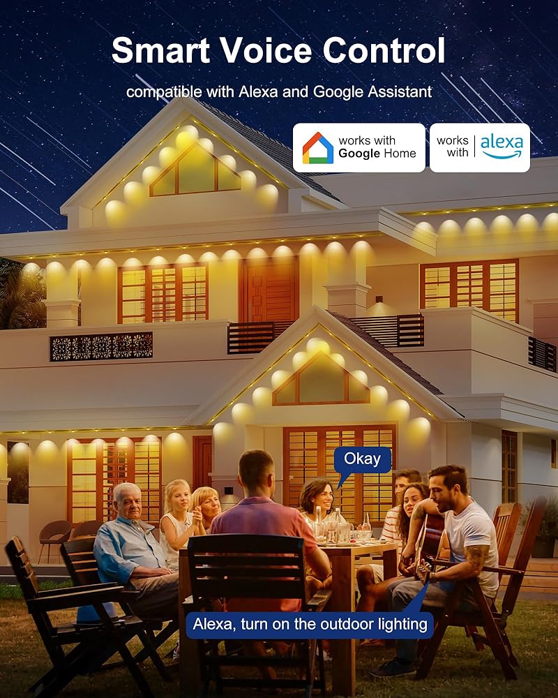 Nexillumi Permanent Outdoor Lights for House, 100ft Smart RGBIC Outside Lights with 72 Scene Modes