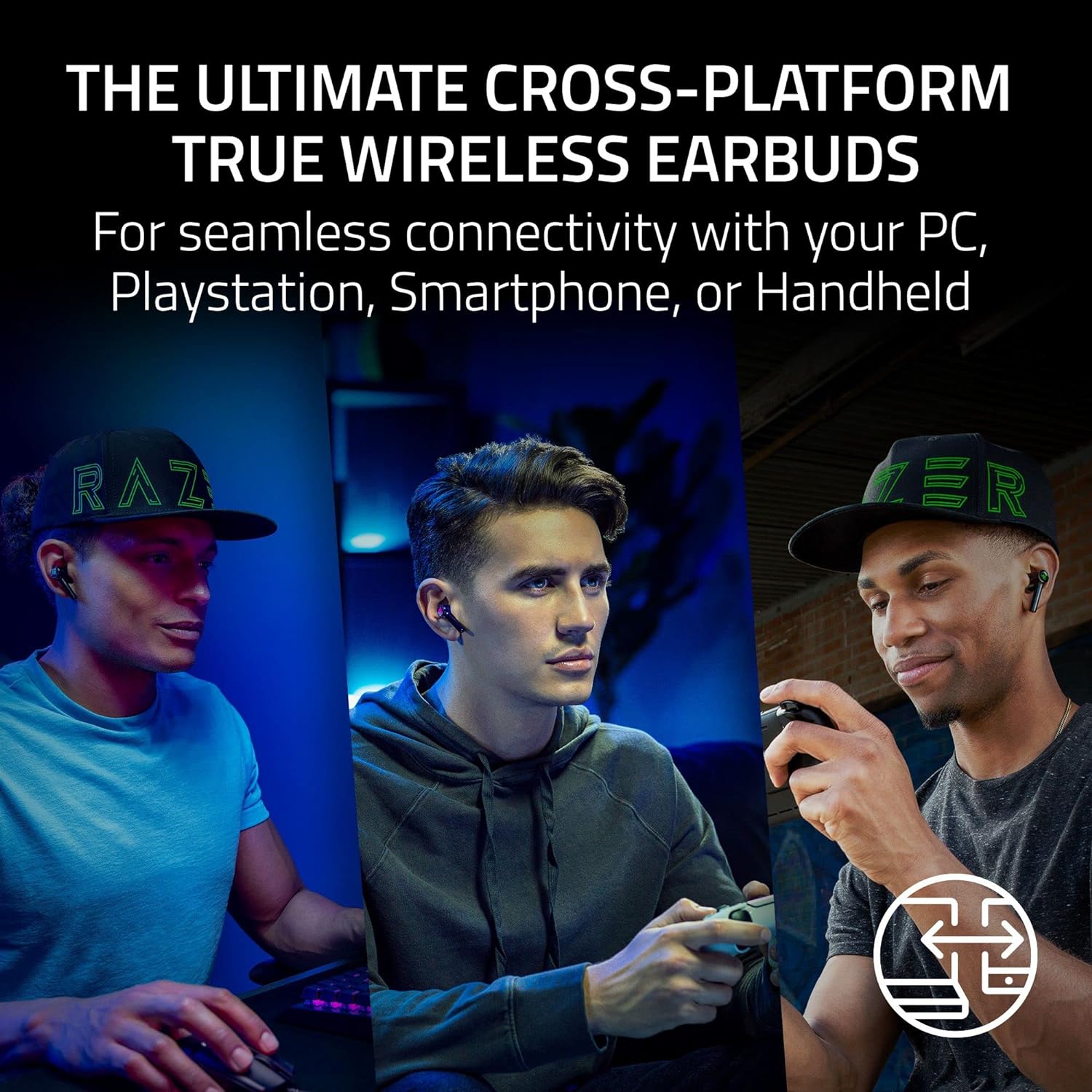 Razer New Hammerhead Pro HyperSpeed Wireless Gaming Earbuds for PC, Playstation, Switch, Mobile: Adjustable ANC - Fast Wireless Charging Case - 30 Hr Battery - Bluetooth 5.3 - Chroma RGB - Black