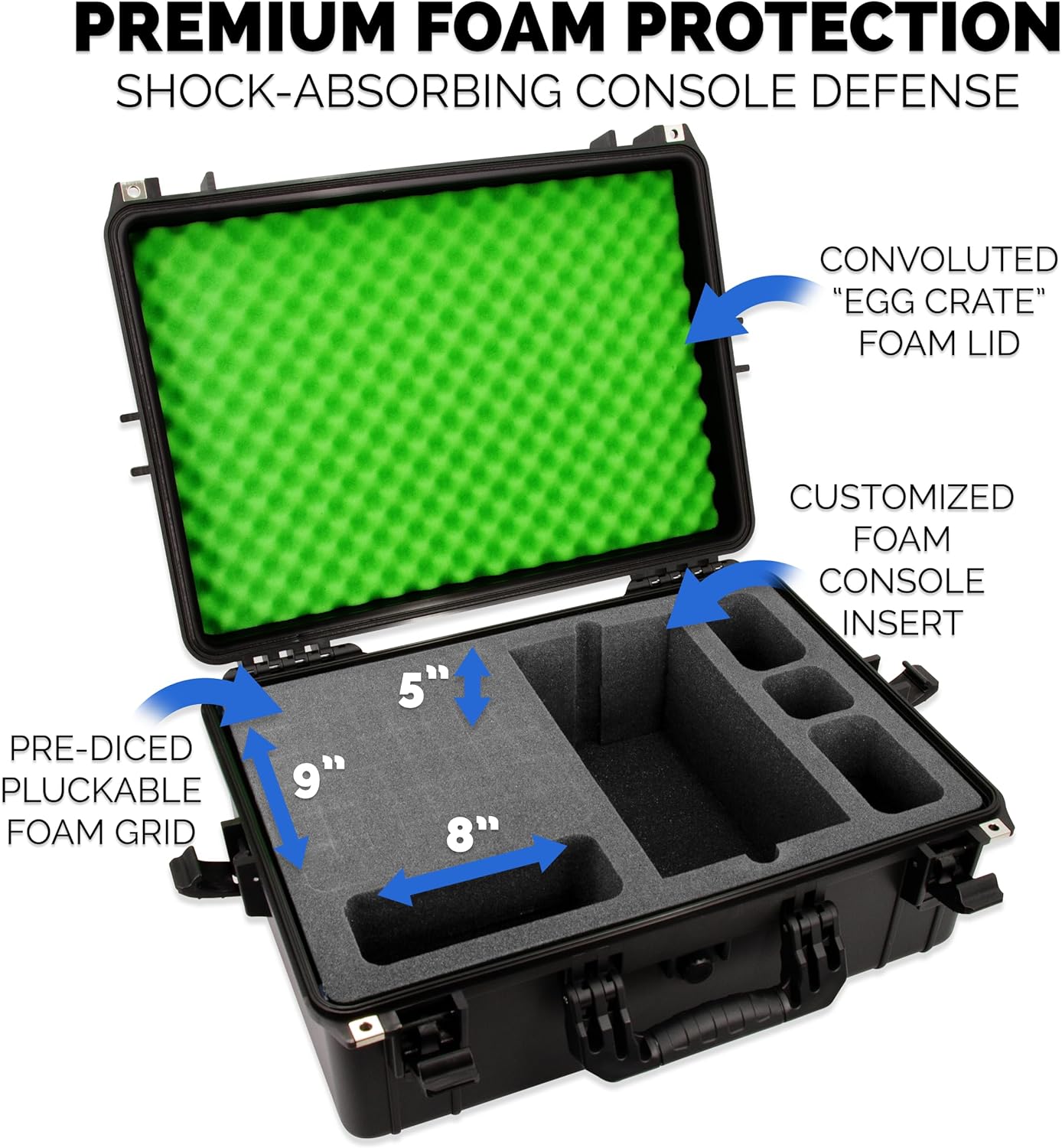 CASEMATIX Hard Shell Travel Case Pro Edition Compatible with Xbox Series X Console, Controllers, Headset and Other Accessories - Waterproof and Crushproof Carrying Case with Customized Foam Interior