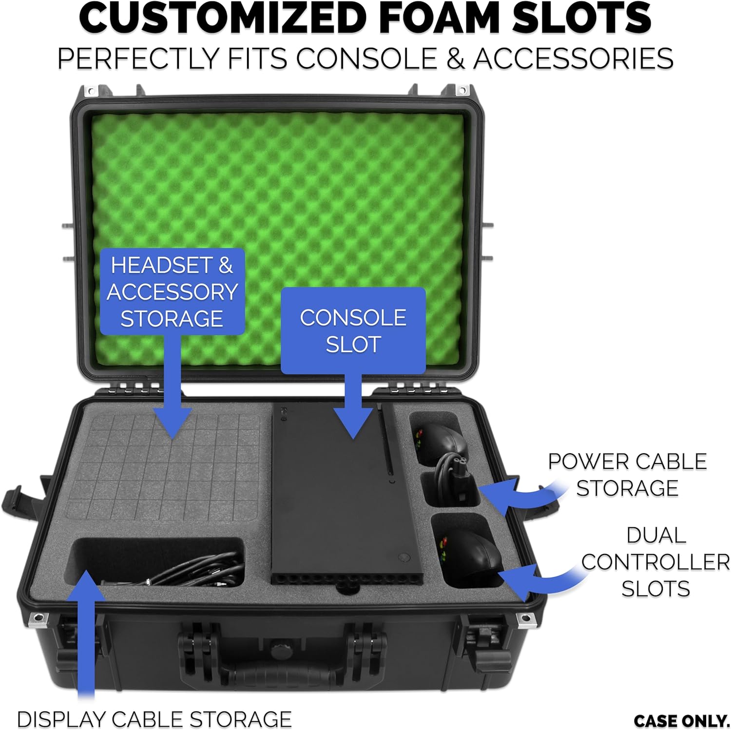 CASEMATIX Hard Shell Travel Case Pro Edition Compatible with Xbox Series X Console, Controllers, Headset and Other Accessories - Waterproof and Crushproof Carrying Case with Customized Foam Interior