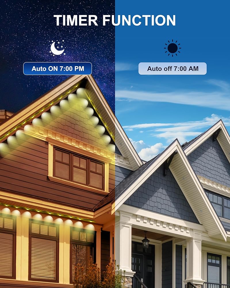 Nexillumi Permanent Outdoor Lights for House, 100ft Smart RGBIC Outside Lights with 72 Scene Modes