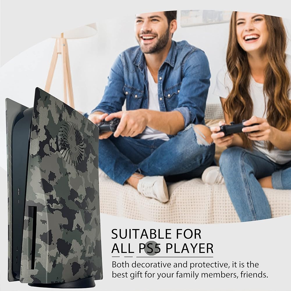 PS5 Faceplate with Cooling Vents and Dust Filter DOBEWINGDELOU PS5 Side Plate for Disc Edition Console Cover Replacement Face Plate Shell Dustproof Accessories ABS Case Camo Green